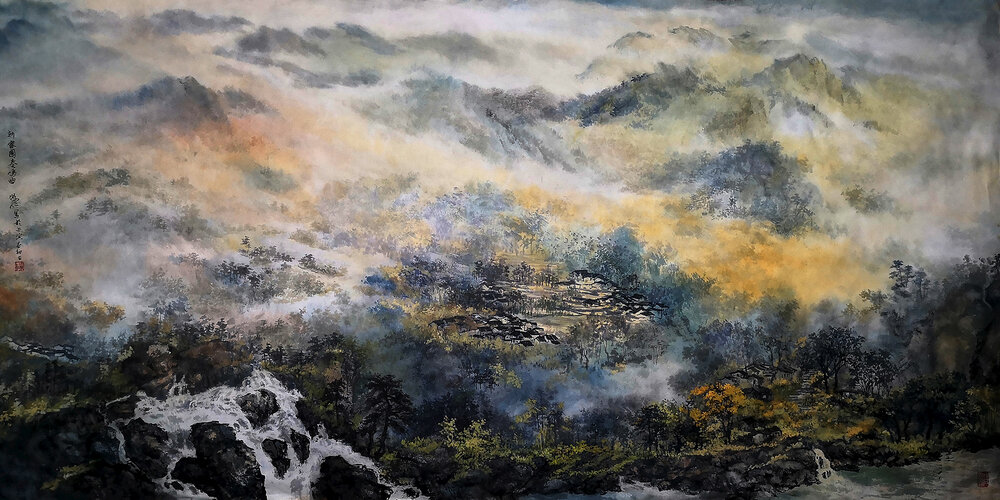 盛絜作品19《新家园奏鸣曲 · 02》  规格：165×82cm  2022年